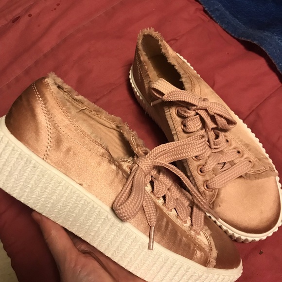 Pale Pink Satin Sneakers BNWT - Picture 2 of 4